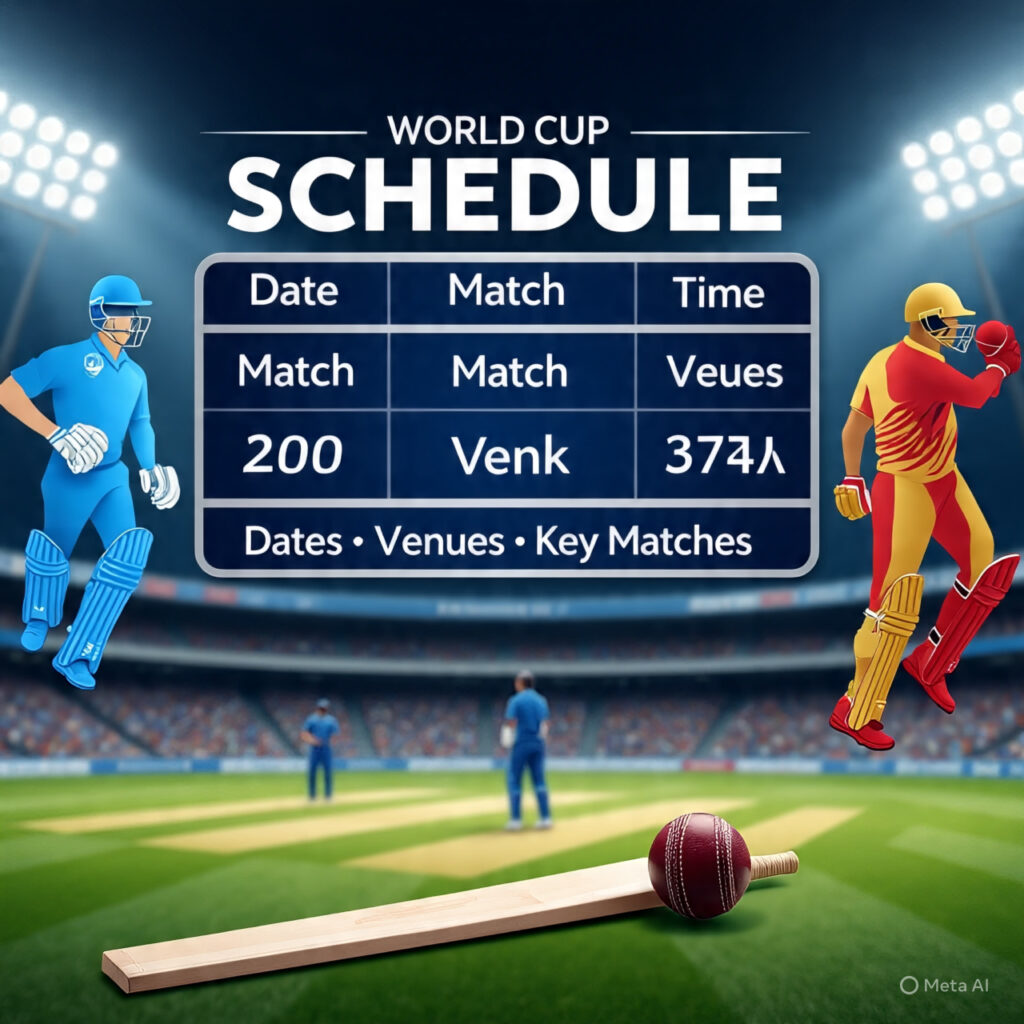 T20I World Cup Schedule: Full Match List, Dates, Venues & Key Fixtures